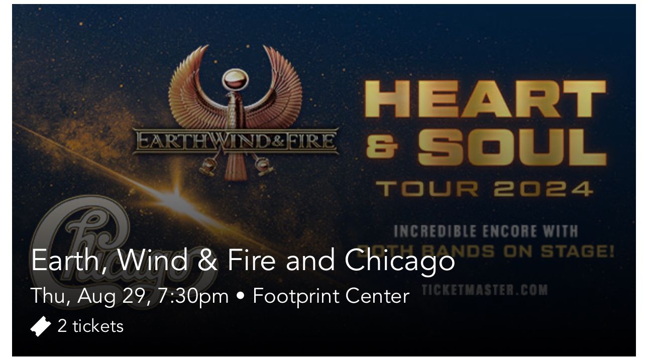 Earth Wind & Fire Tickets (suite + Food & Drink)