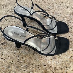 Cathy Jean Black Strappy Women’s Heels Size 7.5 With Bling