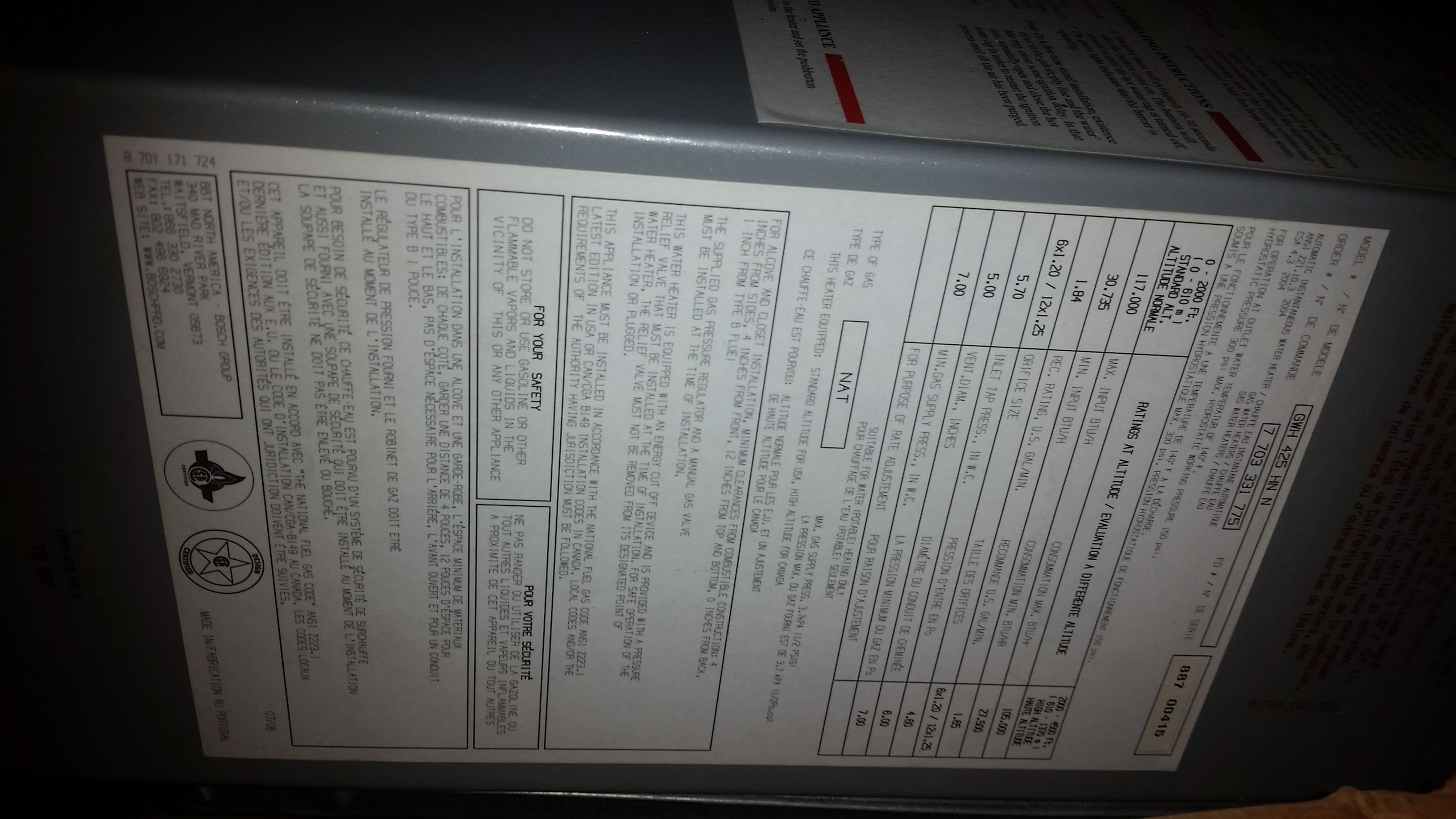 Bosch GWH-425-HN-N Natural Gas Tankless Water Heater for Sale in Chicago,  IL - OfferUp