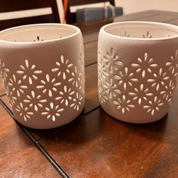 white candle holders - set of 2