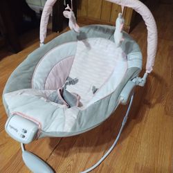 Pink And Grey Vibrating Baby Chair