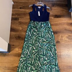 Brand new Womans Thyme & Honey brand navy blue and green colored maxi dress up for sale 