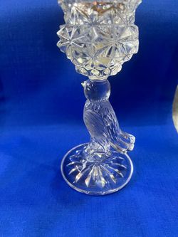 Hofbauer Byrdes Lead Crystal Bird Candle Stick Holder West Germany Vintage