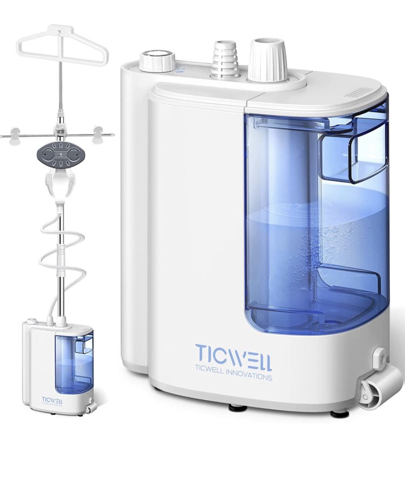 TICWELL Steamer for Clothes, 1600W Powerful Clothes Steamer 20s Fast Heat-up Wrinkles Remover with 4 Steam Levels, 2.3L Large Capacity 2 Hours of Cont