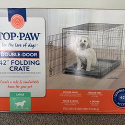 42" Double-door Folding Dog Crate w/divider