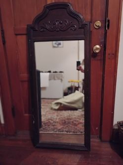 Vintage mirror 37.5"x 17.5 mirror with high wooden frame