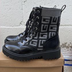 Guess black and chrome silver boots like new