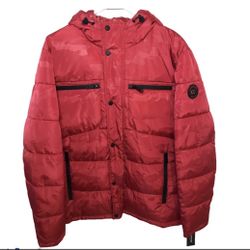 Kenneth Cole New York Red Puffer Medium Zip Up Jacket New With Tags*