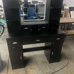 Vanity Table with Lighted Mirror, Drawers & Storage Cabinet(new in box)