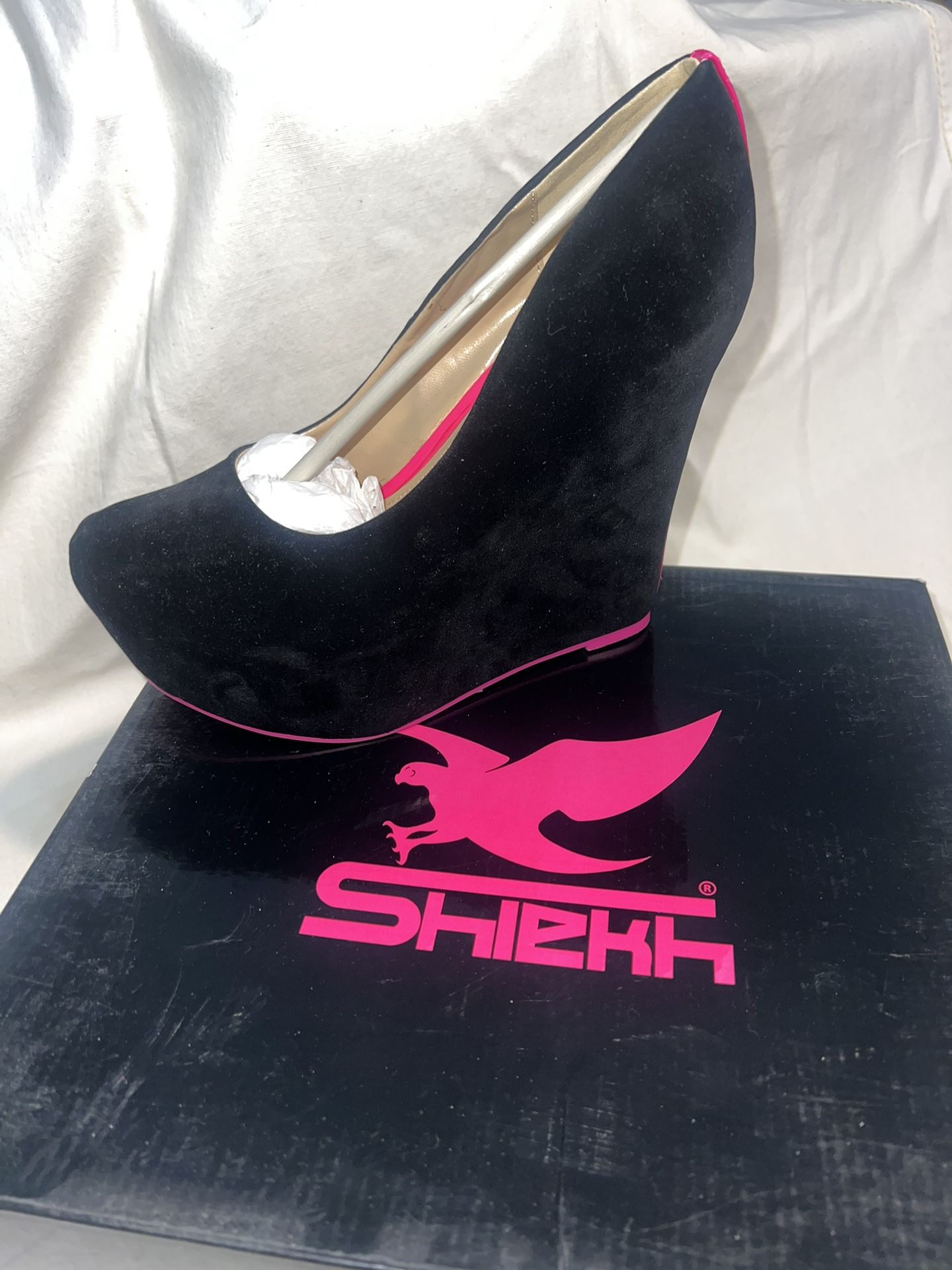 Heels Suede Black And Pink
