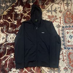 Boss Stretch Cotton Zip Up Hoodie