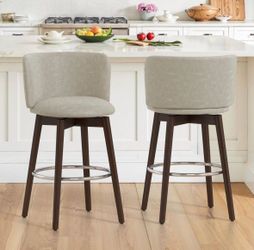 2X Light gray 26” swivel faux leather barstools