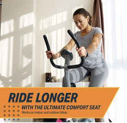 Oversized Bike Seat - Compatible with Peloton, Exercise or Road Bikes - Bicycle Saddle Replacement with Wide Cushion for Men & Womens Comfort Thumbnail