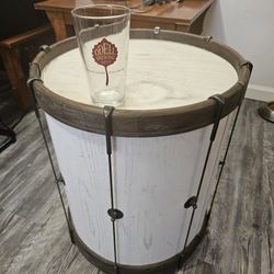 Faux Drum End Table with Shelf