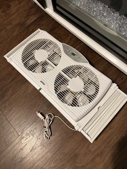 Shinic 9" Twin Window Fan with Thermostat, Reversible Airflow, 3 Speeds, Expandable Width 23.8"–37"