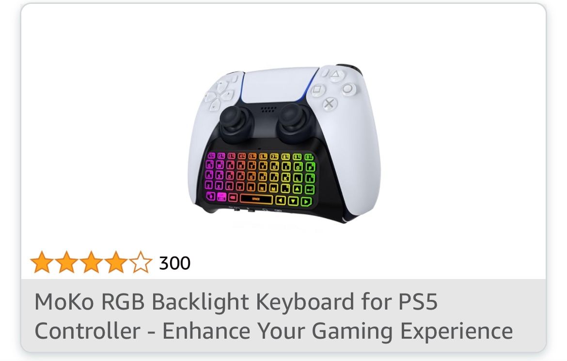 Brand New In BOX, Moko RGB Backlight Keyboard For PS5 Controller , MSRP $30