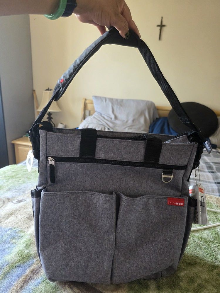 Skip Hop Duo Signature Diaper Bag, Heather Grey New