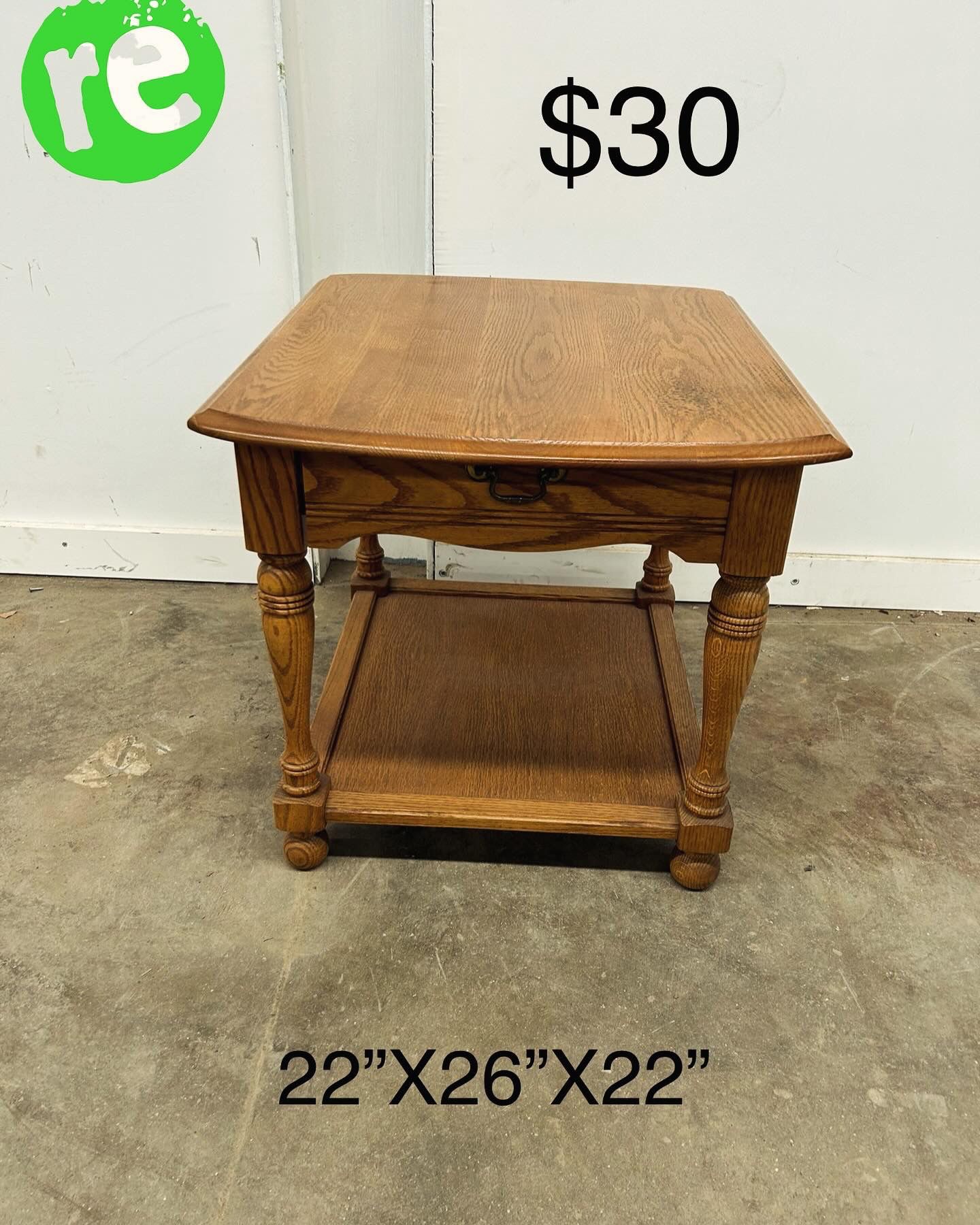 Wooden End Table With Draw