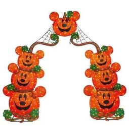 Disney Mickey Halloween Pumpkin Arch with LED Lights 9 Feet Rare Costco
