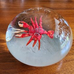 Contemporary 3.5" Lobster / Crawdad / Crayfish Art Glass Paperweight 