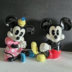 Large 11"1/4 Mickey & Minnie Mouse Walt Disney Japan