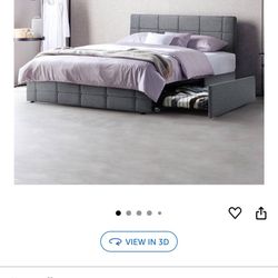 Grey Bed Frame With Storage