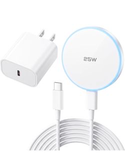 MagSafe Charger 25W Magnetic Wireless Charger Fast Charging Pad with 30W Adapter&4.2FT Type C Cable Compatible with iPhone 17/16/15/14/13/12 Series & 