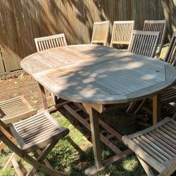Teak Patio Table With 10 Chairs