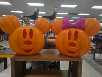 🎃 Disney Mickey Mouse & Minnie Mouse Large Light Up Jack-O Lanterns 🎃