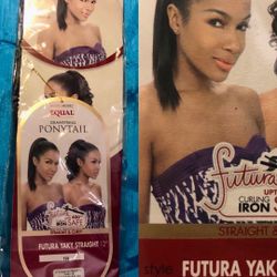 Drawstring Pony Tail, Futura Yaky - Straight - 12” Color 1B (Black) New Hair Piece