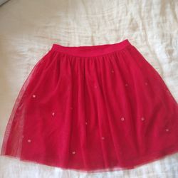 Ruby Red Rhinestone Tutu Skirt Girls Size 7-8