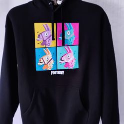 Fortnite Hoodie Llama Pop Art Men’s XL Black Pullover Gamer Sweatshirt

