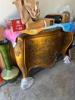 Vintage French Provincial / Hollywood Regency Marble Top Dresser / Credenza