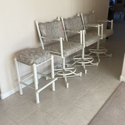 4  Fabric / Swivel Bar Stools.  26” Seat To Floor