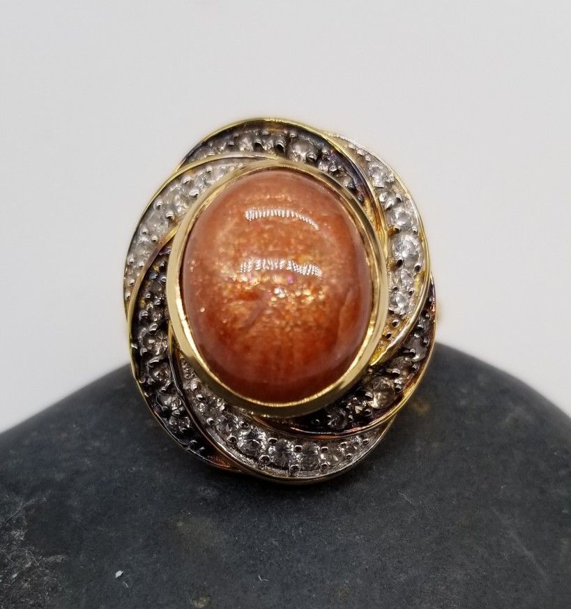 Stunning outlet & Unique Korevora Sunstone Surrounded by Genuine Gemstones Retail $399