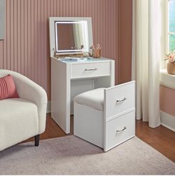 Vanity with LED mirror