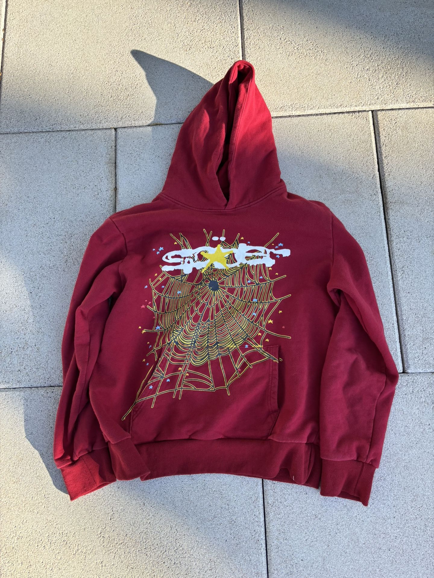 Red and Yellow worldwide S5ider hoodie