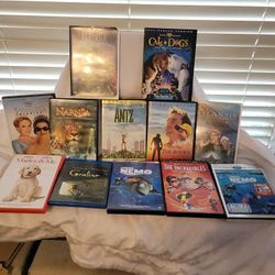 12 CHILDRENS DVDS/BLUERAY 