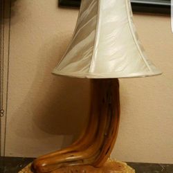 Vintage burl wood table lamp