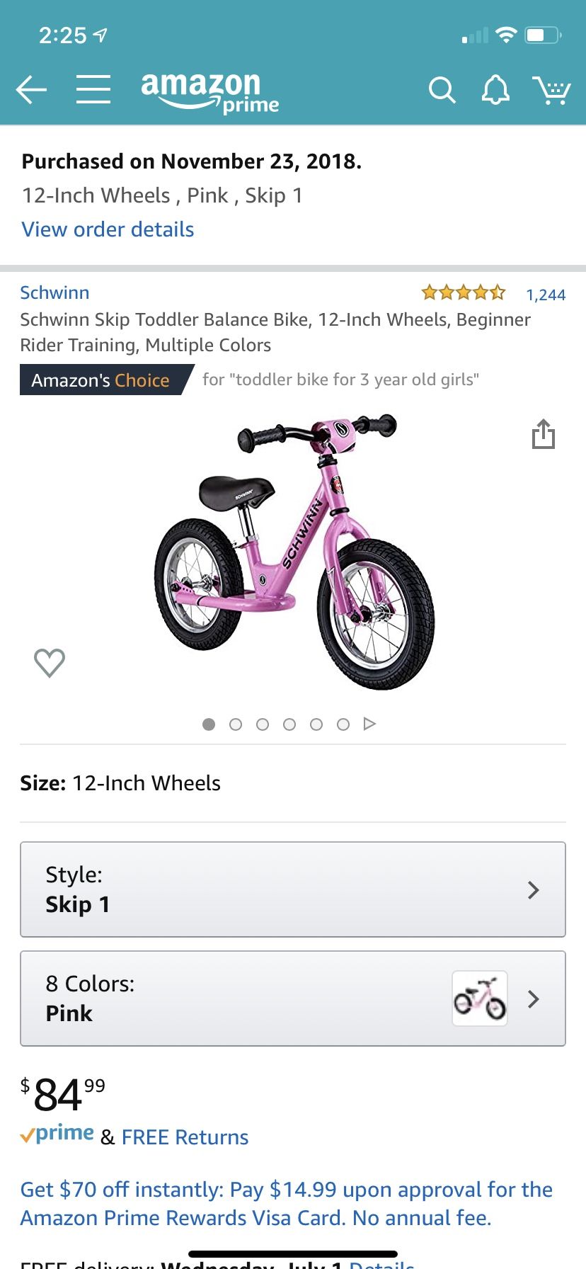 Schwinn Balance Bike - Pink