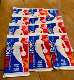 12 Sealed Packs of NBA Hoops 1989