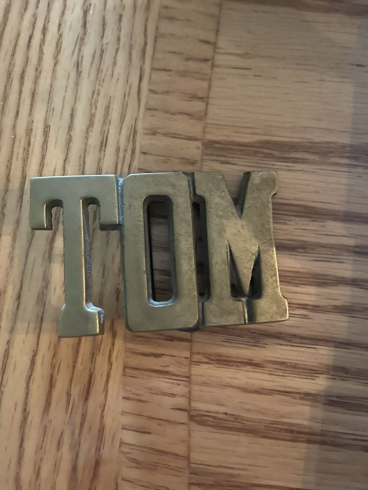 Vintage brass Name “Tom” Belt Buckle By BBB Baron Buckles Brass