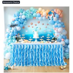Ocean Blue Tutu Table Skirt 6ft 