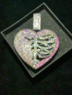 Iced Out Heart Ribcage Pendant