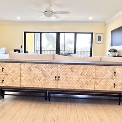 Herringbone Parquet Console Cabinet / Sideboard – 86”