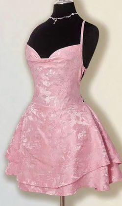 Pink satin dress small