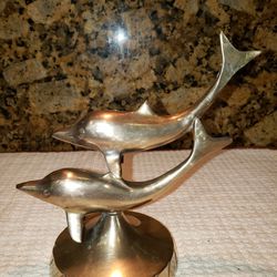 Brass Double Dolphins on base