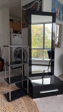 Shelf and mirror with drawer