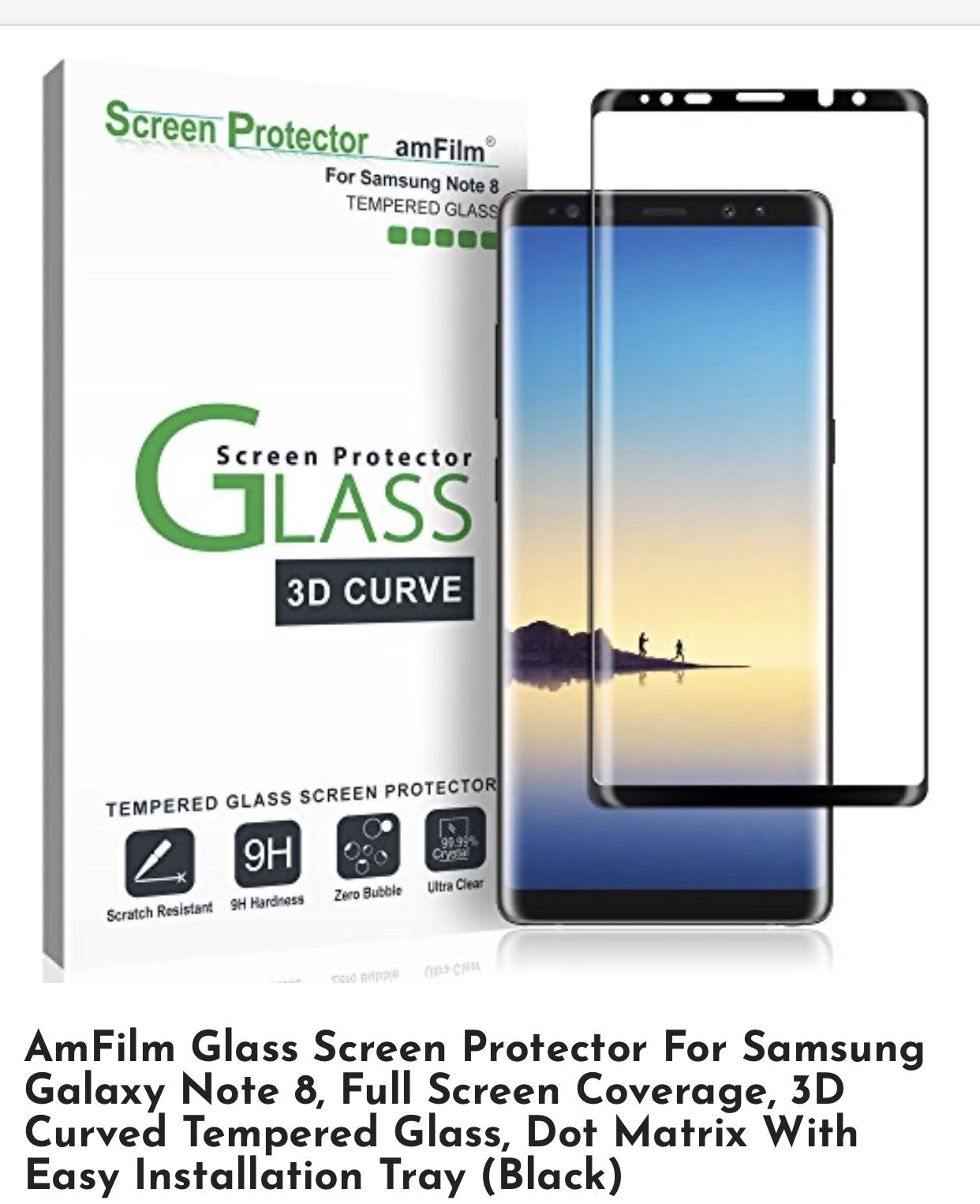 AmFilm Glass Screen Protector for Galaxy Note 8