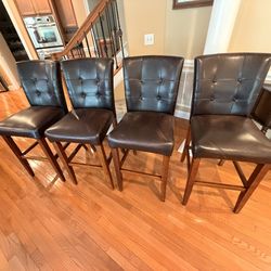 Counter Top Chairs - Cherry Wood with Leather Seats 